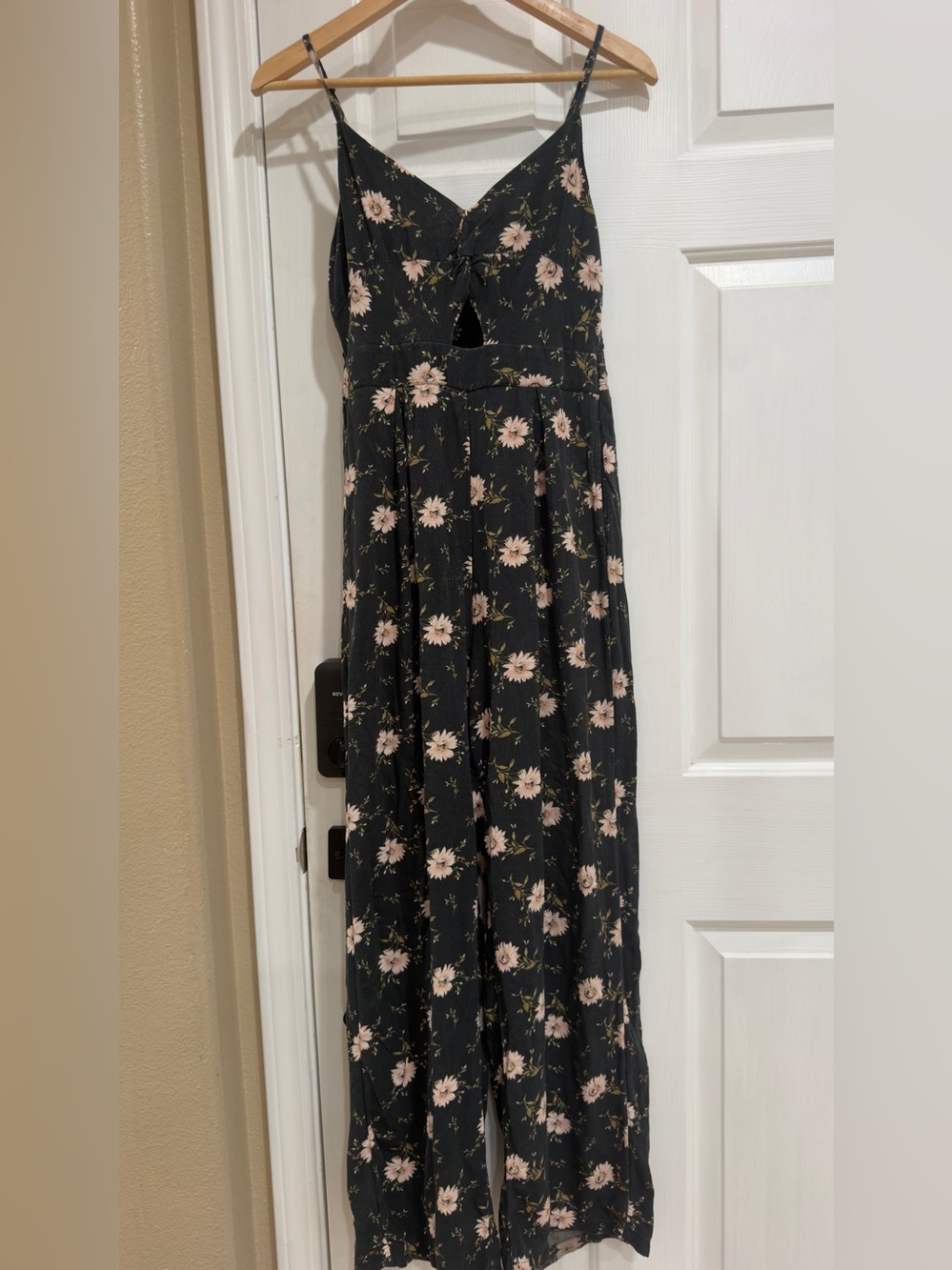 American Eagle Outfitters Black jumpsuit with Pink Floral Print